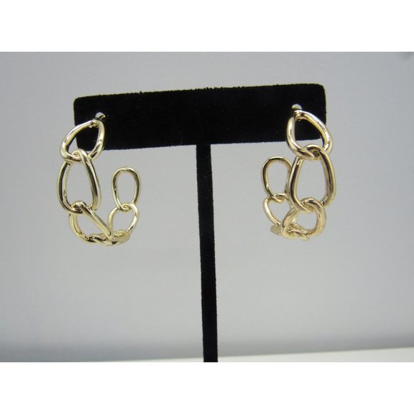 NWT EXPRESS CHAIN LINK OPEN HOOP EARRINGS - Picture 4 of 9